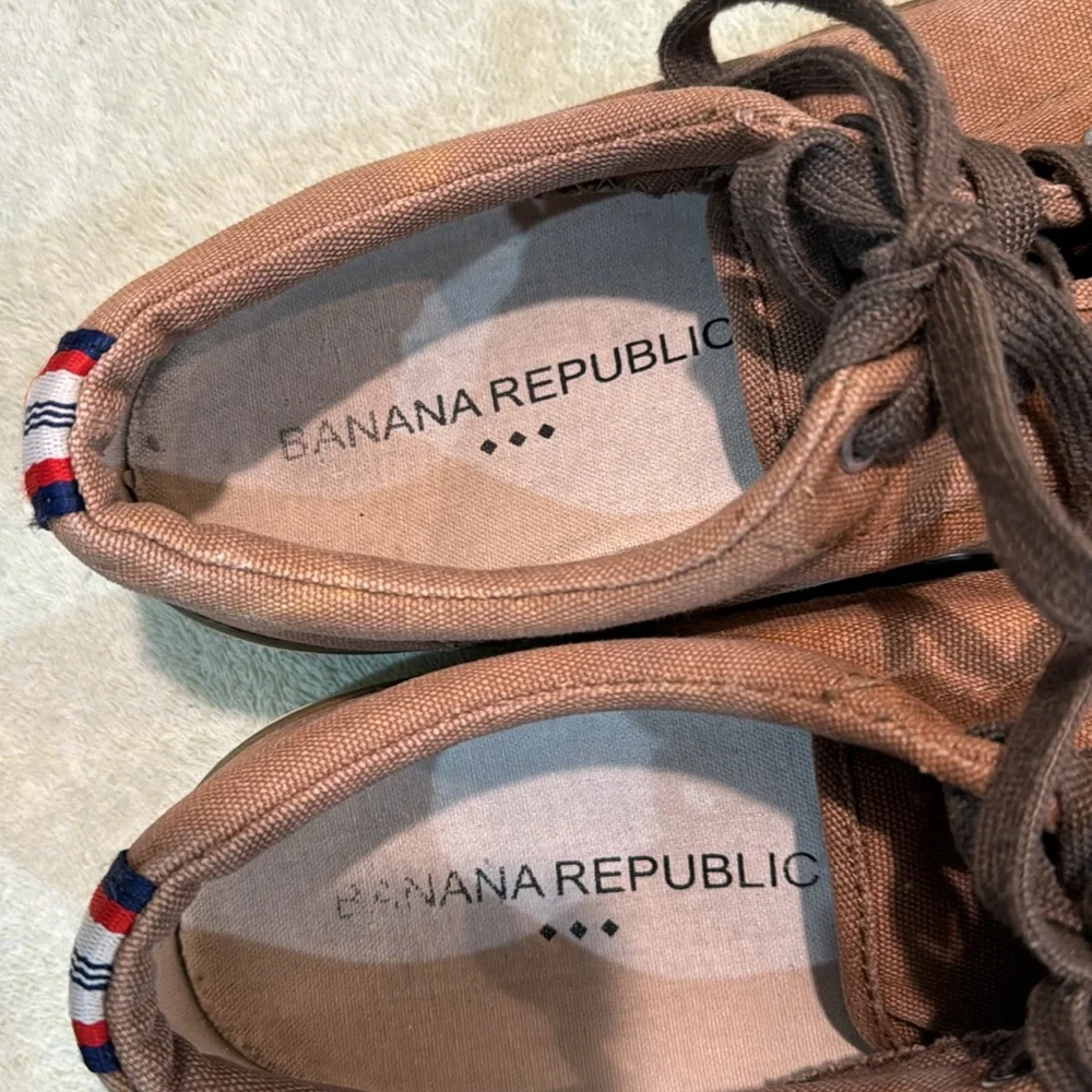 Banana Republic Men’s Brown Lace Up Canvas Boat Shoe Size 9.5